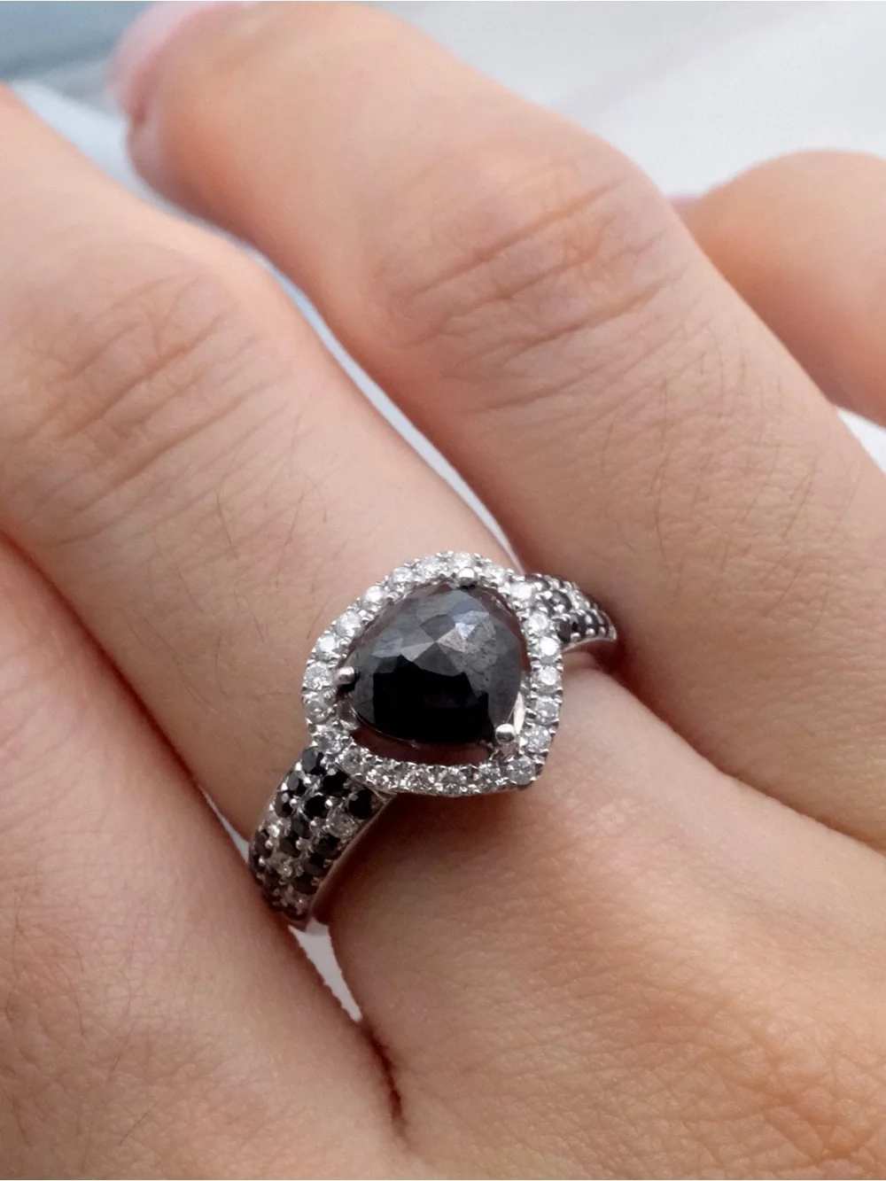 Black Diamond Ring | K18 White Gold